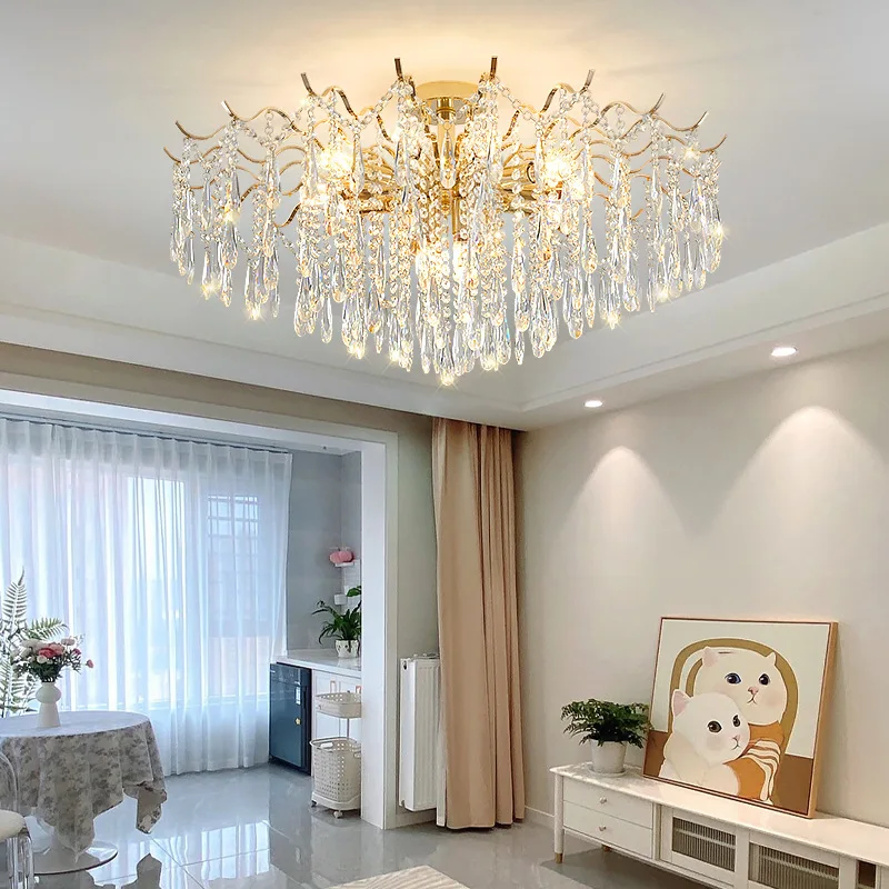 Modern Crystal LED Lights Chandelier For Living Room Decor Bedroom Hanging Light Fixture Pendant Lamp Home Decoration Luxury