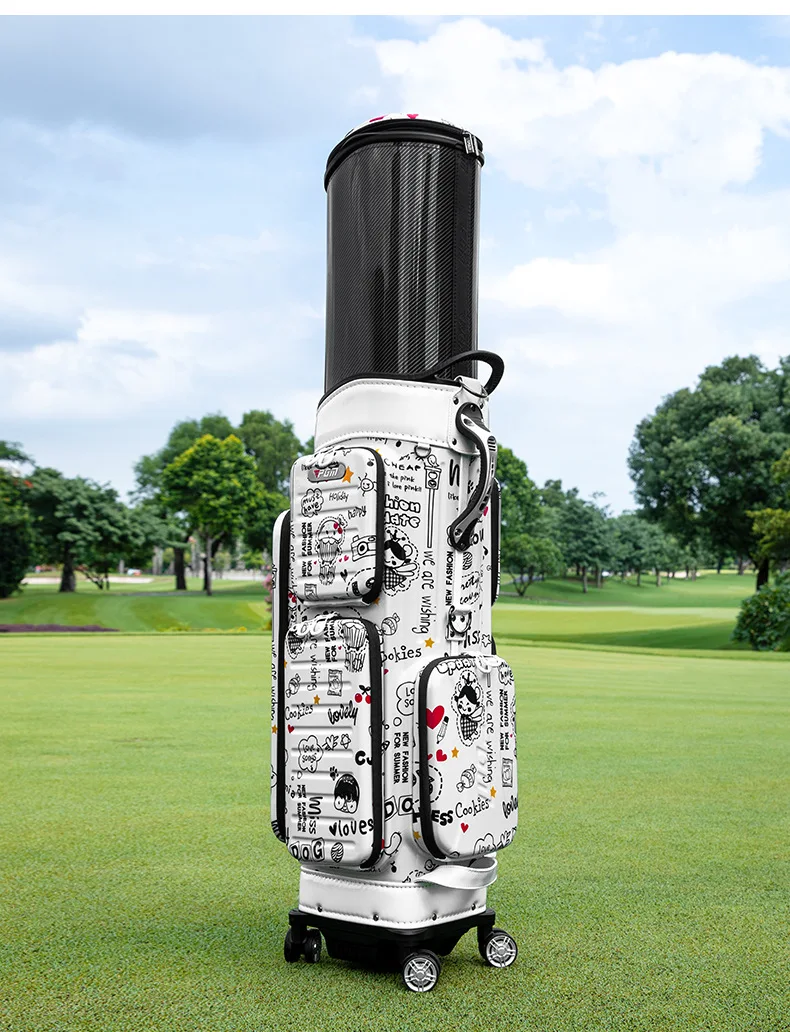 PGM Ladies Hard Shell Telescopic Golf Travel Bag, 4 Universal Wheels Airline Check‑in Flight Golf Club Bag for Women Golf Trip