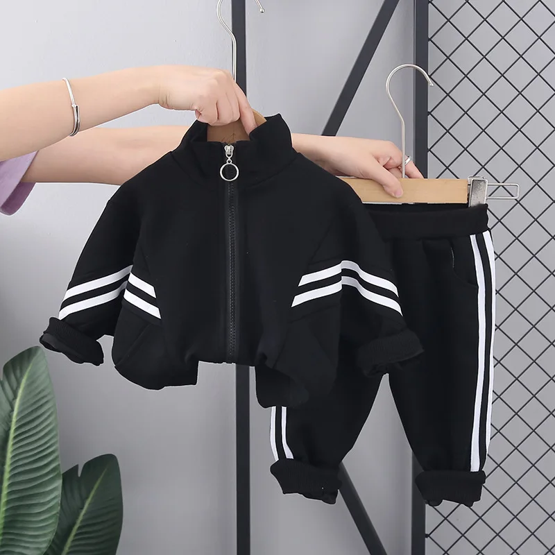 Autumn Baby Boys Clothing Sets Kids Striped Zipper Jackets + Pants 2Pcs Outfits Children Clothes Sport Suit For Boy 1-5 Years