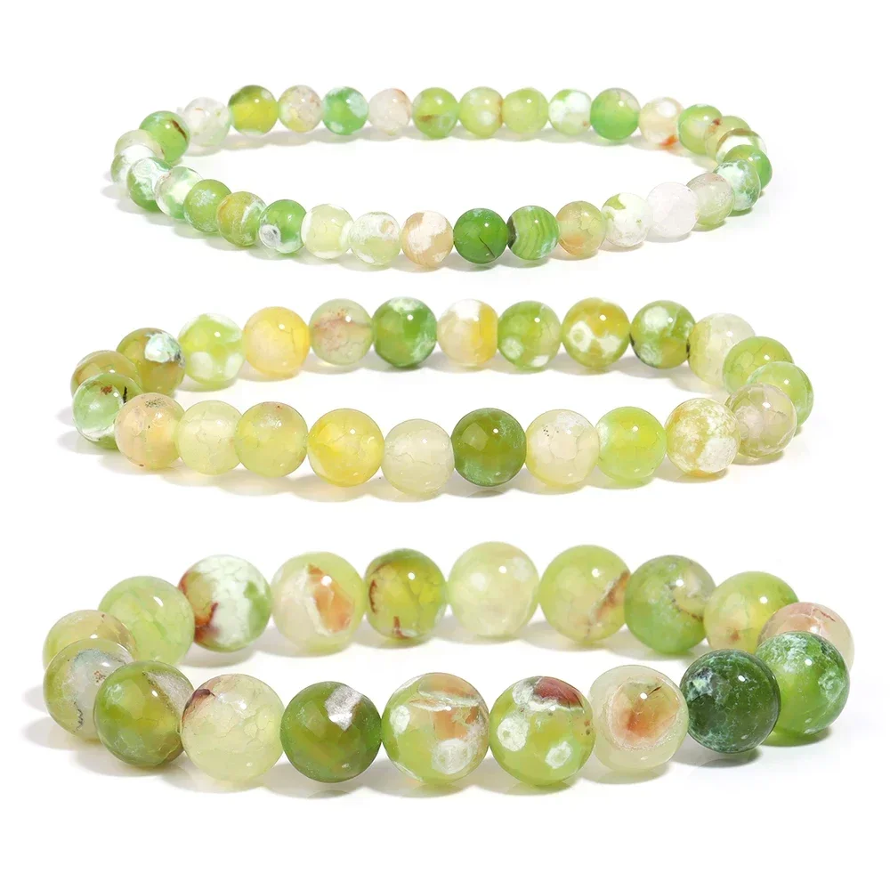 

Jewelry Apple Green Fire Agate Bracelet Women Natural Chalcedony Bracelet Men Reiki Beaded Energy Stone Pulse Jewelry Gift