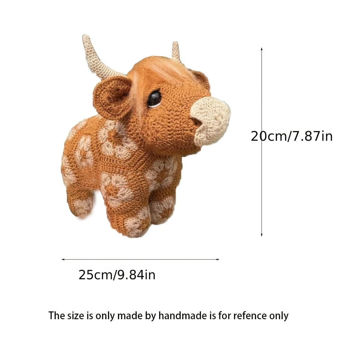 1pc Highland Cow Crochet Kit Suitable for Adults - Complete DIY Craft with Step-by-Step Video Tutorial & English Manual, All-Materials Included, Multicolor Yarn for Amigurumi, Calf Decoration for Sofa or Desk, Handmade Gift Project