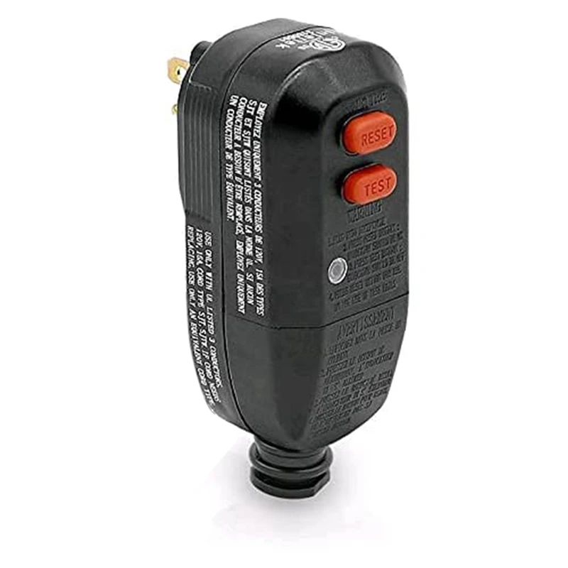 GFCI Replacement Plug Assembly 3-Prongs 15A 3-Wires with Ground Fault Circuit Interrupter Safety RCD Protection US Plug-A22U