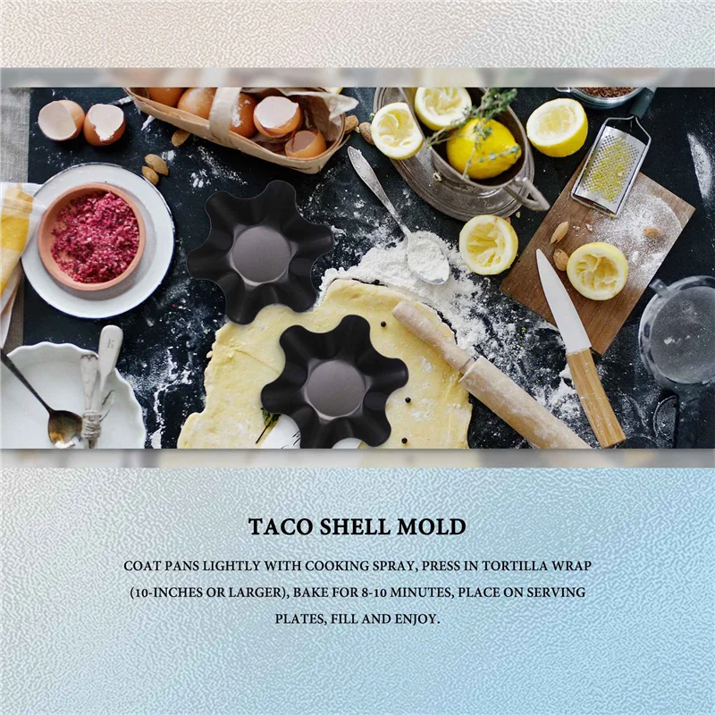 Grote Anti-Aanbaklaag Gecanneleerde Tortilla Shell Pans Taco Saladekommakers, Anti-Aanbaklaag Koolstofstaal, Set Van 4 Tostada Bakkers