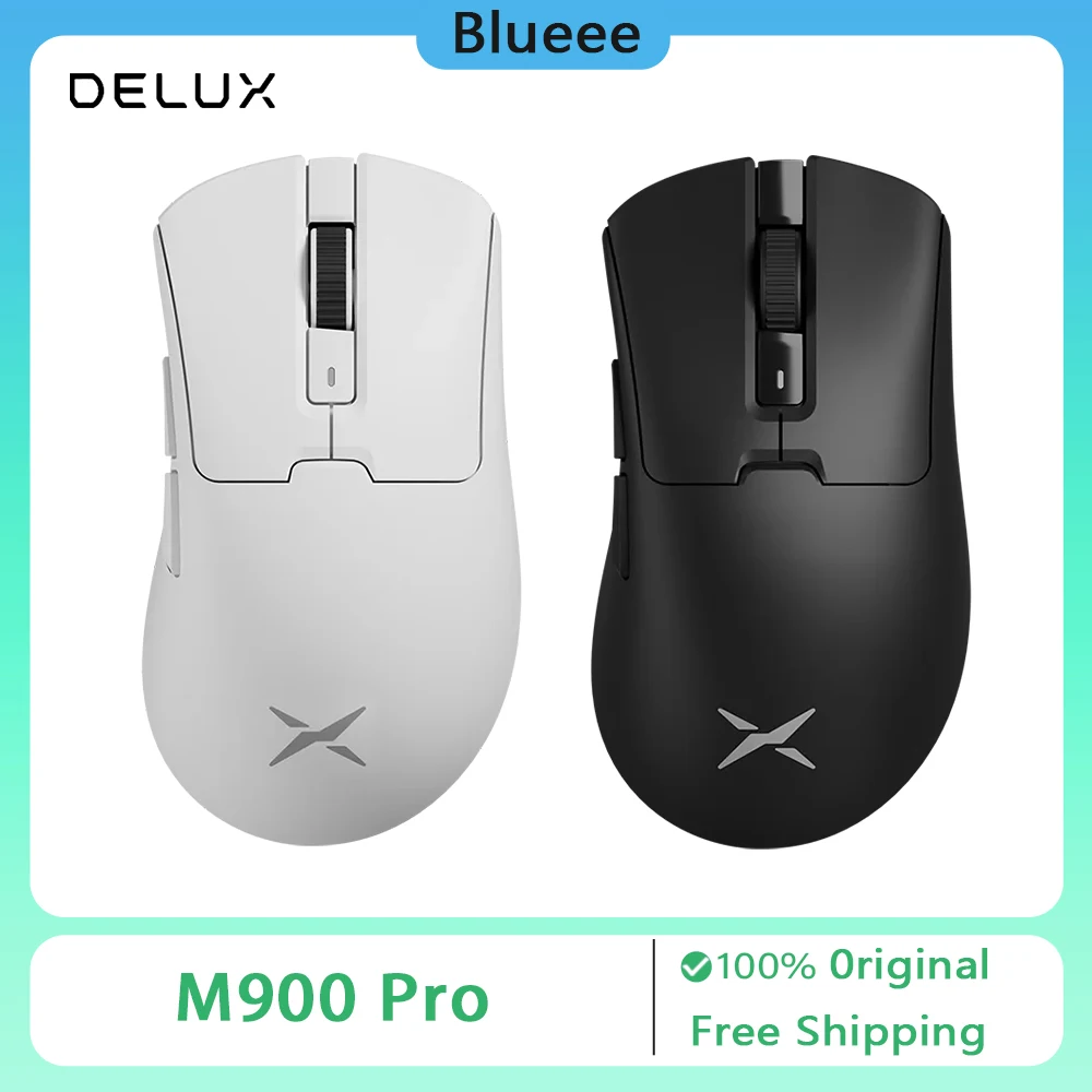 

Delux M900PRO Wireless Gaming Mouse Ergonomic 8K Polling Rate PAW3395 63g Magnetic RGB Charging Dock PC Gamer Accessories