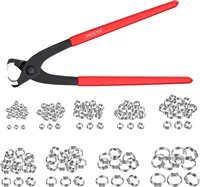 Proster Hose Clamp Pliers 150PCS 6-31.6mm Stainless Single Ear Clamps Tool with 360° Stepless Sealing Pincers Kit
