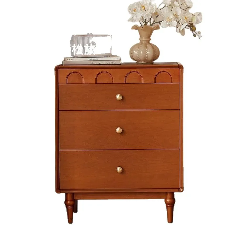 American Retro 9 Drawer Chest Solid Wood Bedroom Storage Cabinet Bedside Locker Floral Design Furniture