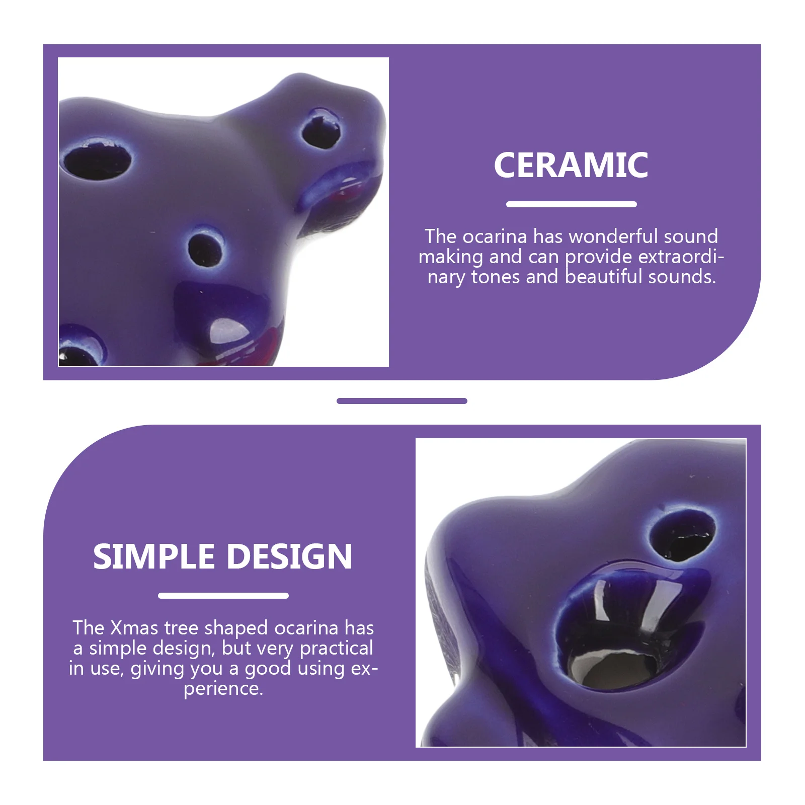 

Beginner Ocarina Christmas Tree Shape 6-Hole Ceramic Ocarina Instrument Portable for Kids and Beginners Practice