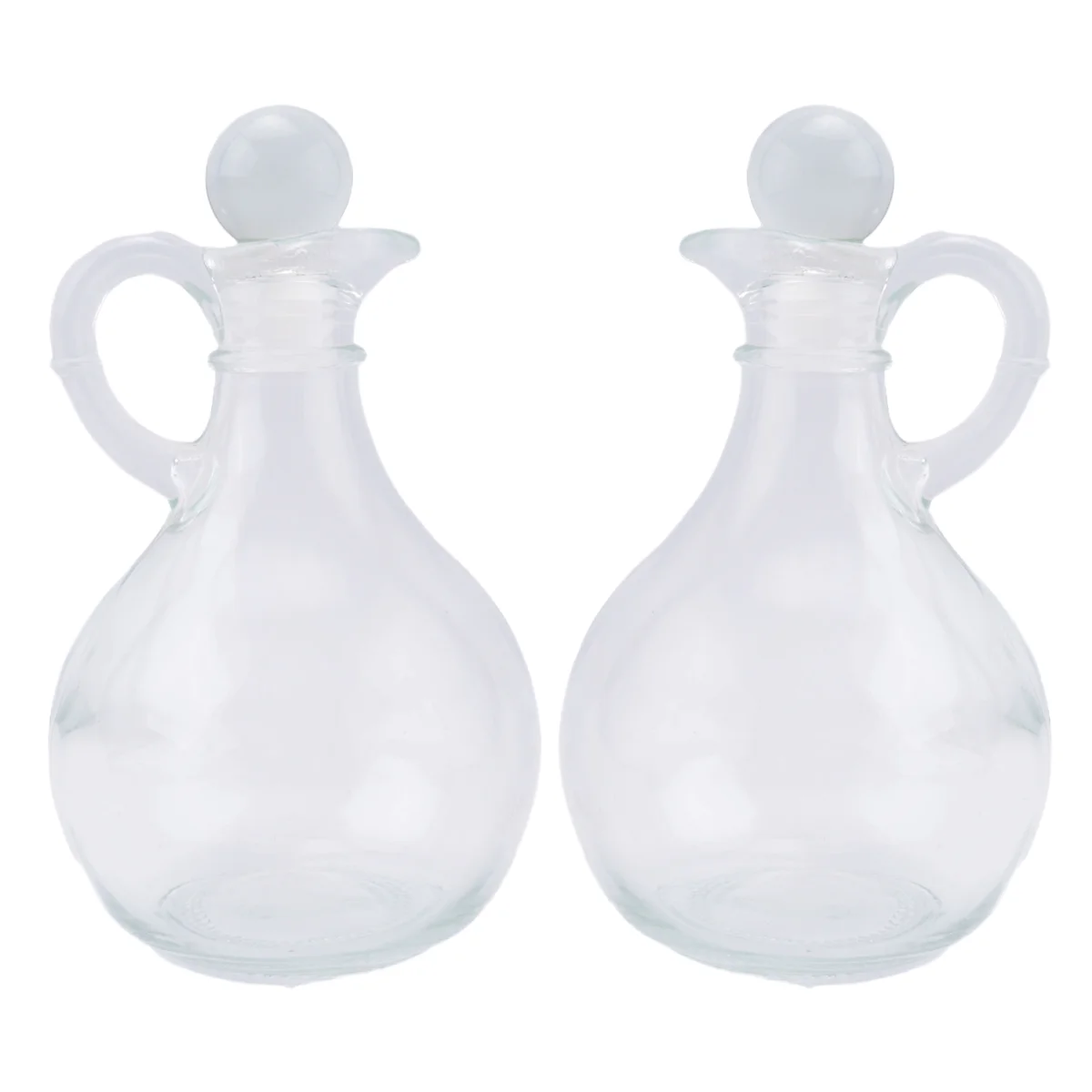 ขวดใส่น้ํามันและน้ําส้มสายชู (ชุด 2 ชิ้น) ขวดใส่น้ํามันแก้วทรงกลมพร้อมจุกปิด