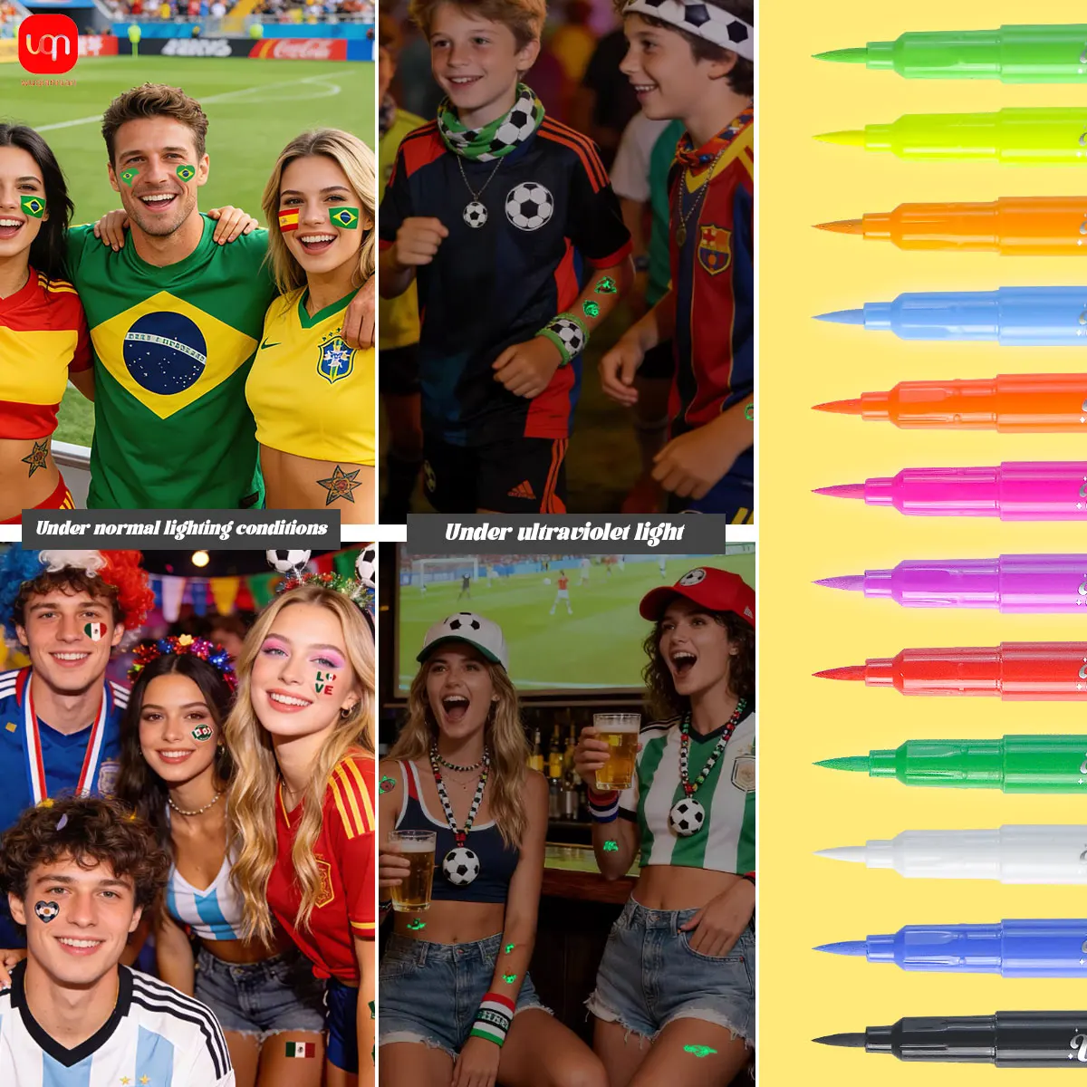 WQN lightWeight Multicolor Body Tattoo Pen, SmoothWriting, Washable, Suitable For all Skin Types, Ideal For Holiday Parties