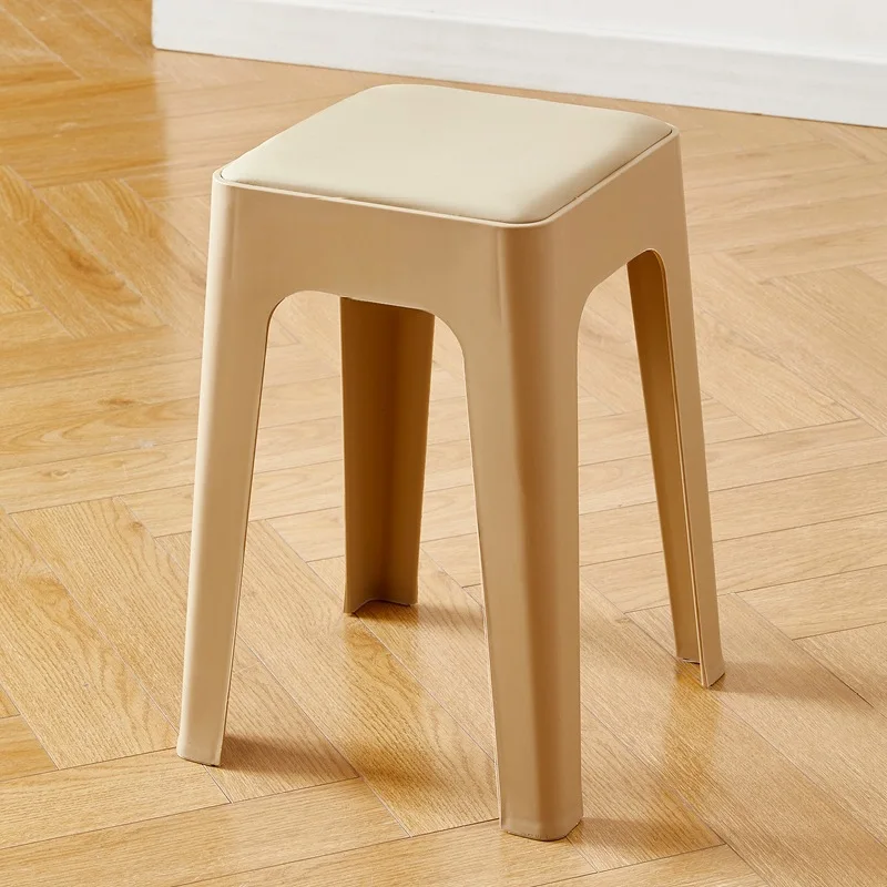 Yjq plastic stool household dining room dining stool stackable living room storage simple soft bag square stool
