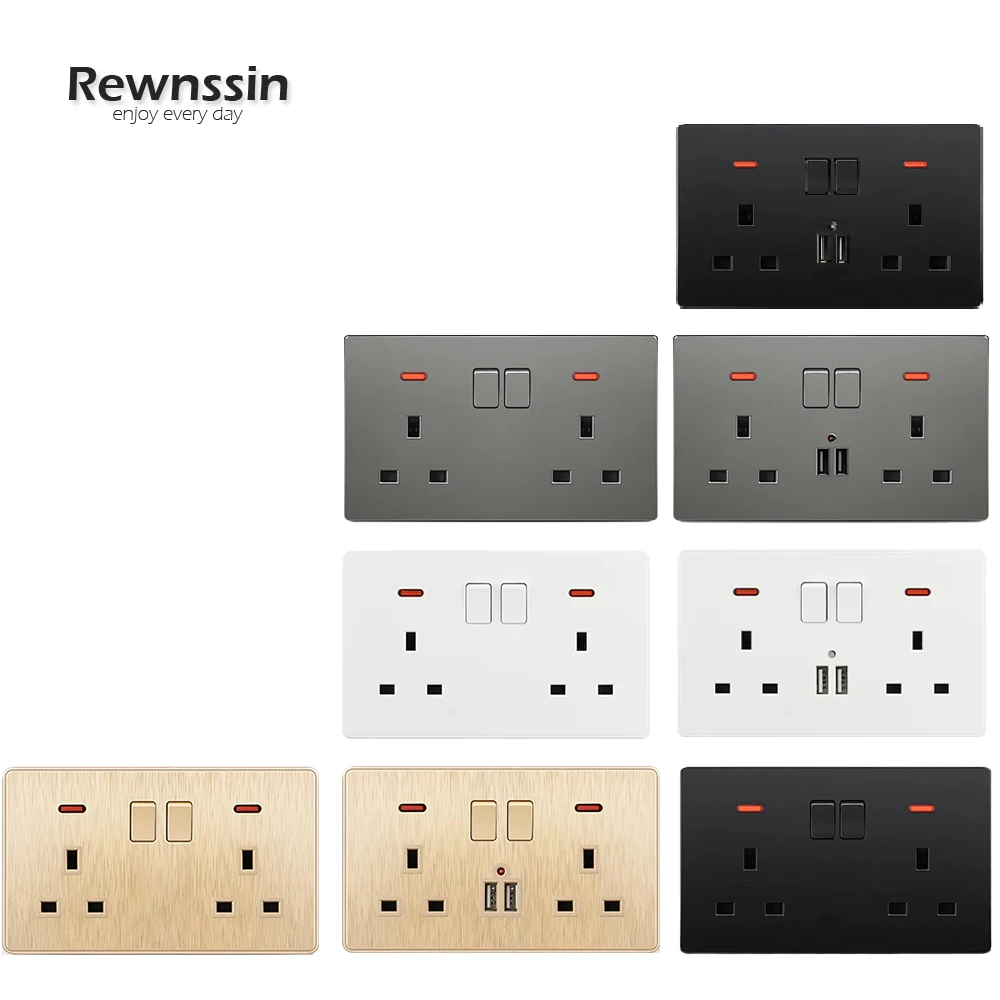 

Британский стандарт со светодиодным индикатором, 13 А, двойная розетка USB, одинарная и двойная настенная розетка, порт быстрого зарядного устройства Malta