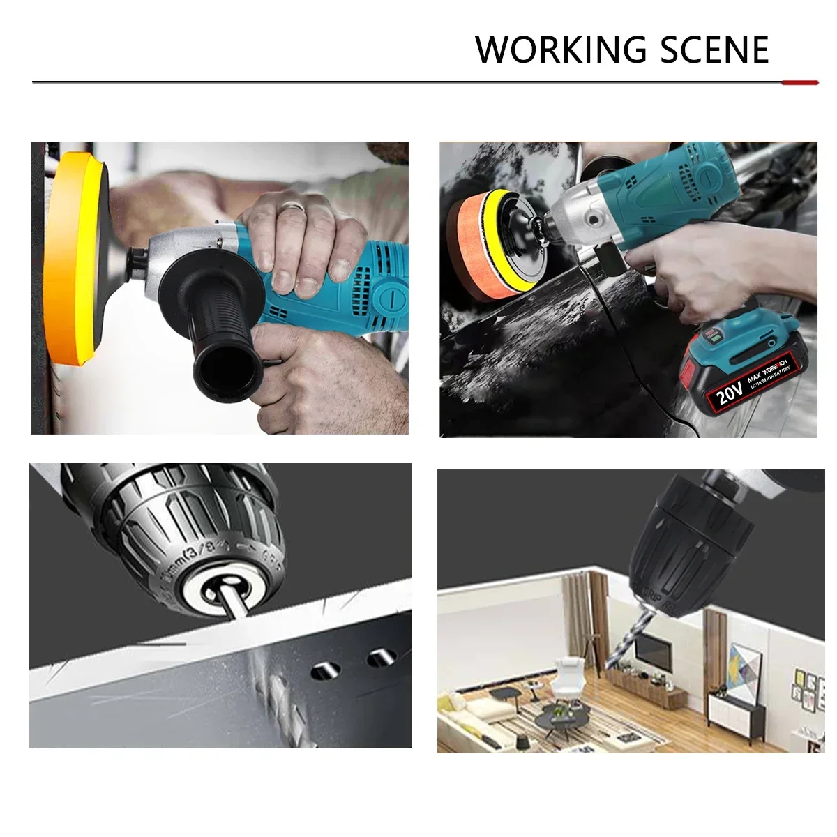 Cordless Electric Car Polisher Machine Electric Drill Impact Drill Auto Polishing Machine Sanding Waxing Tools For Makita 18V