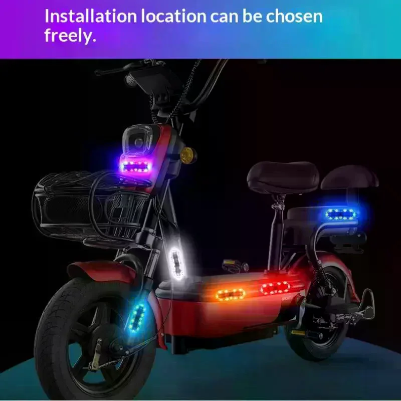 2Pcs Car Solar Charging-free Anti-rear Collision And Explosion-proof Safety Light Motorcycle Brake Tail Light Modified Flash