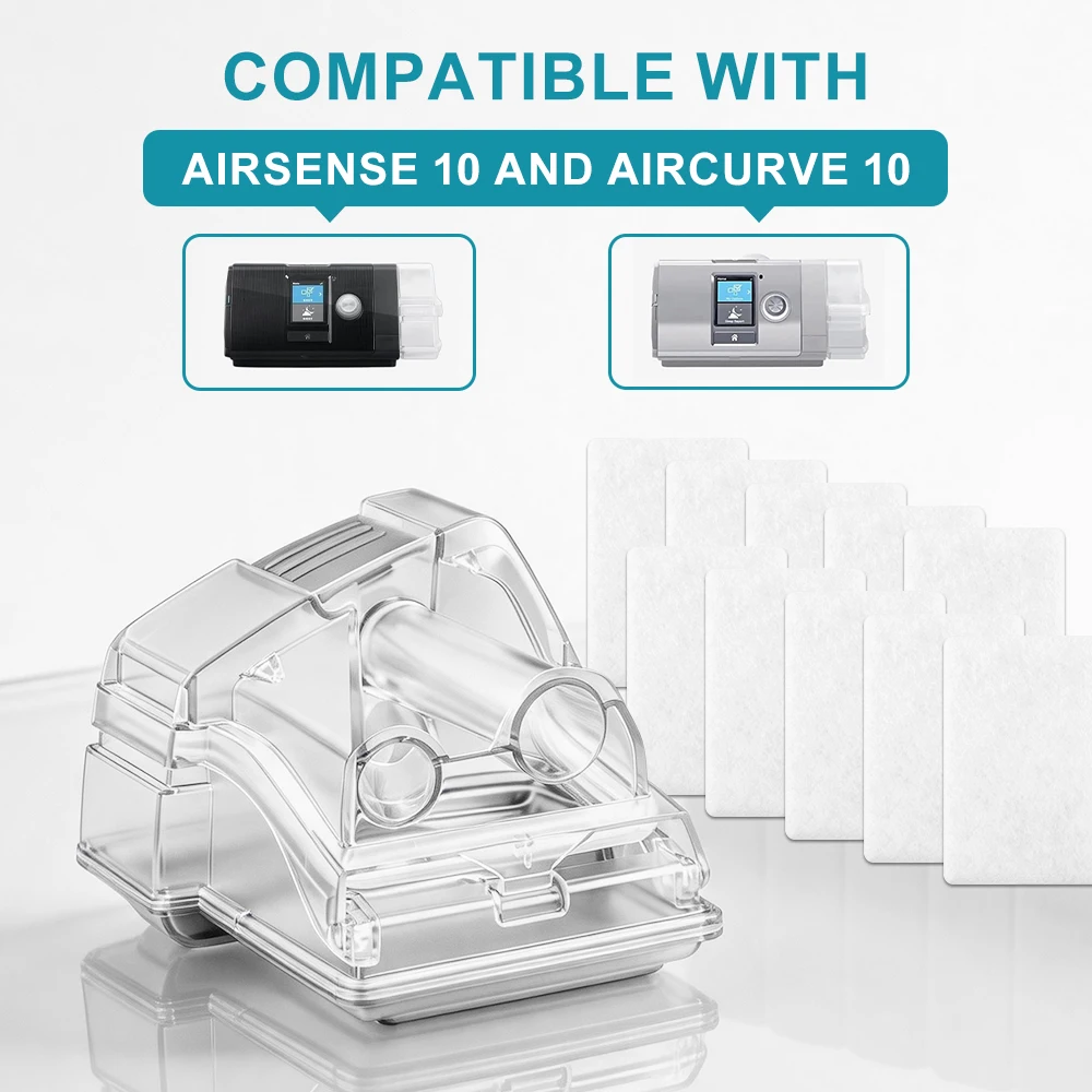 1pcs Water Chamber for AirSense 10, Replacement Water Tank with 10 Packs Filters, Reliable Seal & Easy Install S10 CPAP Supplies