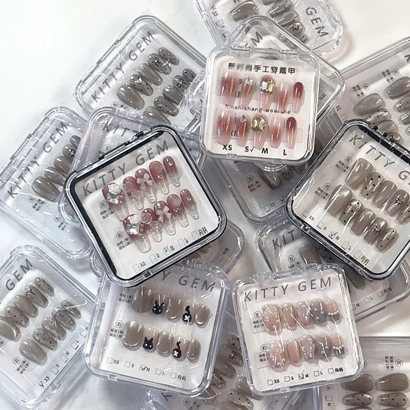 

10 шт., акриловые коробки для хранения ногтей с клейкими листами, прозрачные прозрачные коробки для ногтей, инструменты для хранения ювелирных изделий и аксессуары