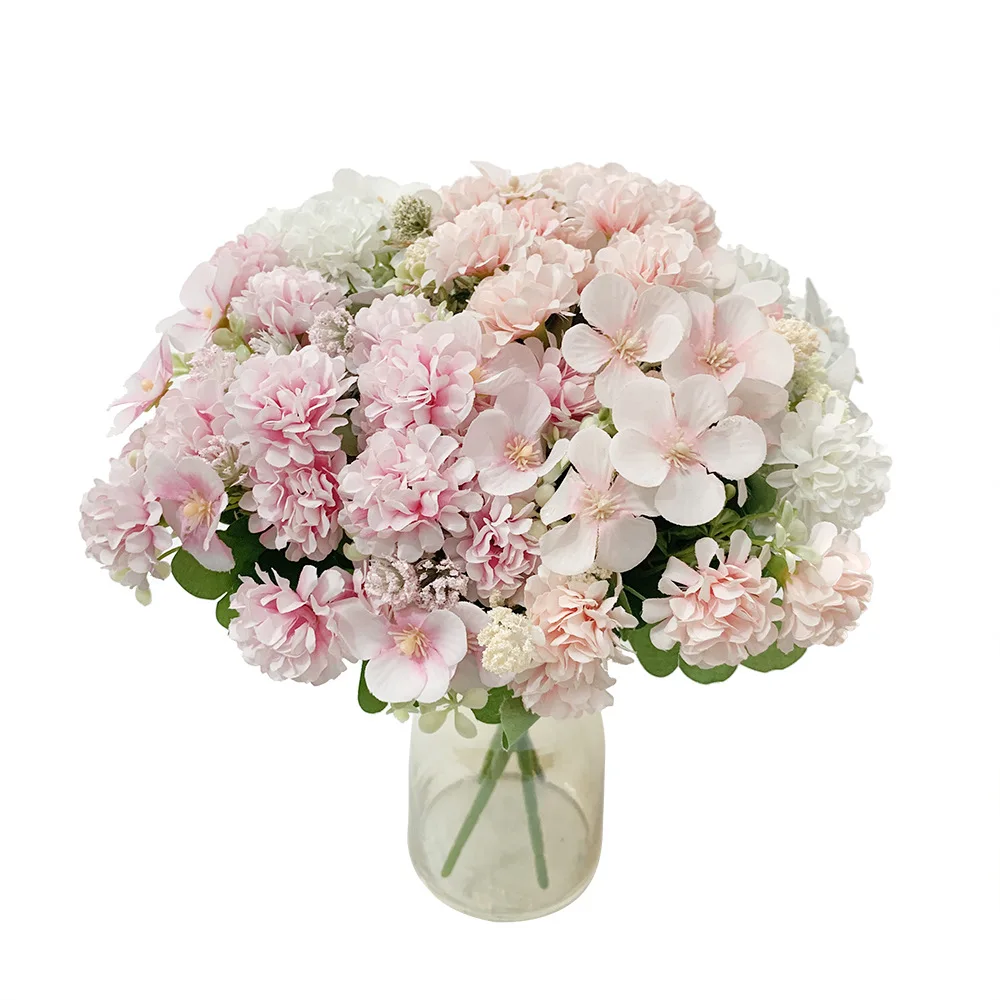 White Mini Ball Chrysanthemum Ball Artificial Flower Wedding Bouquet Wedding Photography Props Flower Art Home Decor