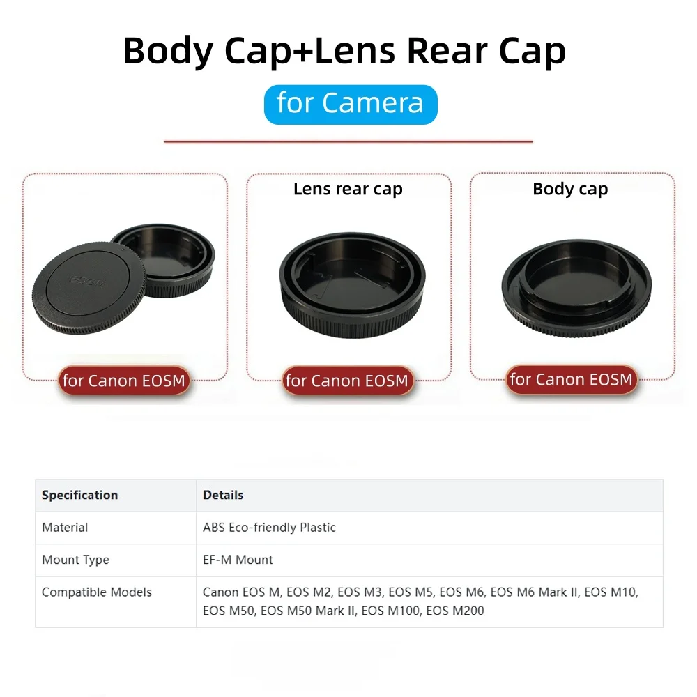 Camera Body Cover Lens Rear Cap Protector for Canon EOS M M2 M3 M5 M6 M6II M10 M50 M50II M100 M200 M Mount Body Cap Accessories