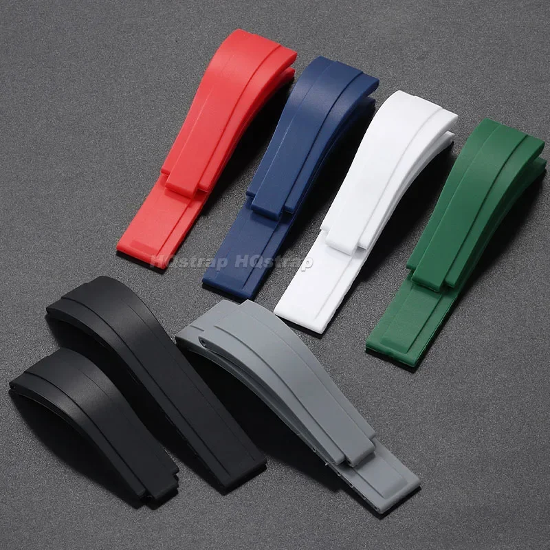 Pulseira de borracha de silicone 20mm, pulseira à prova d'água para rolex para submarinista gmt daytona, cinto de substituição universal