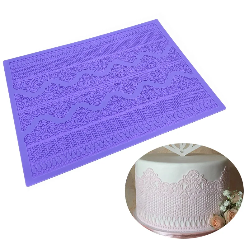 Silicone Fondant Sugar Mat Wedding Cupcake Cake Decoration Bakeware Tools Baking Pastry Pad Flower Pattern Chantilly Mold