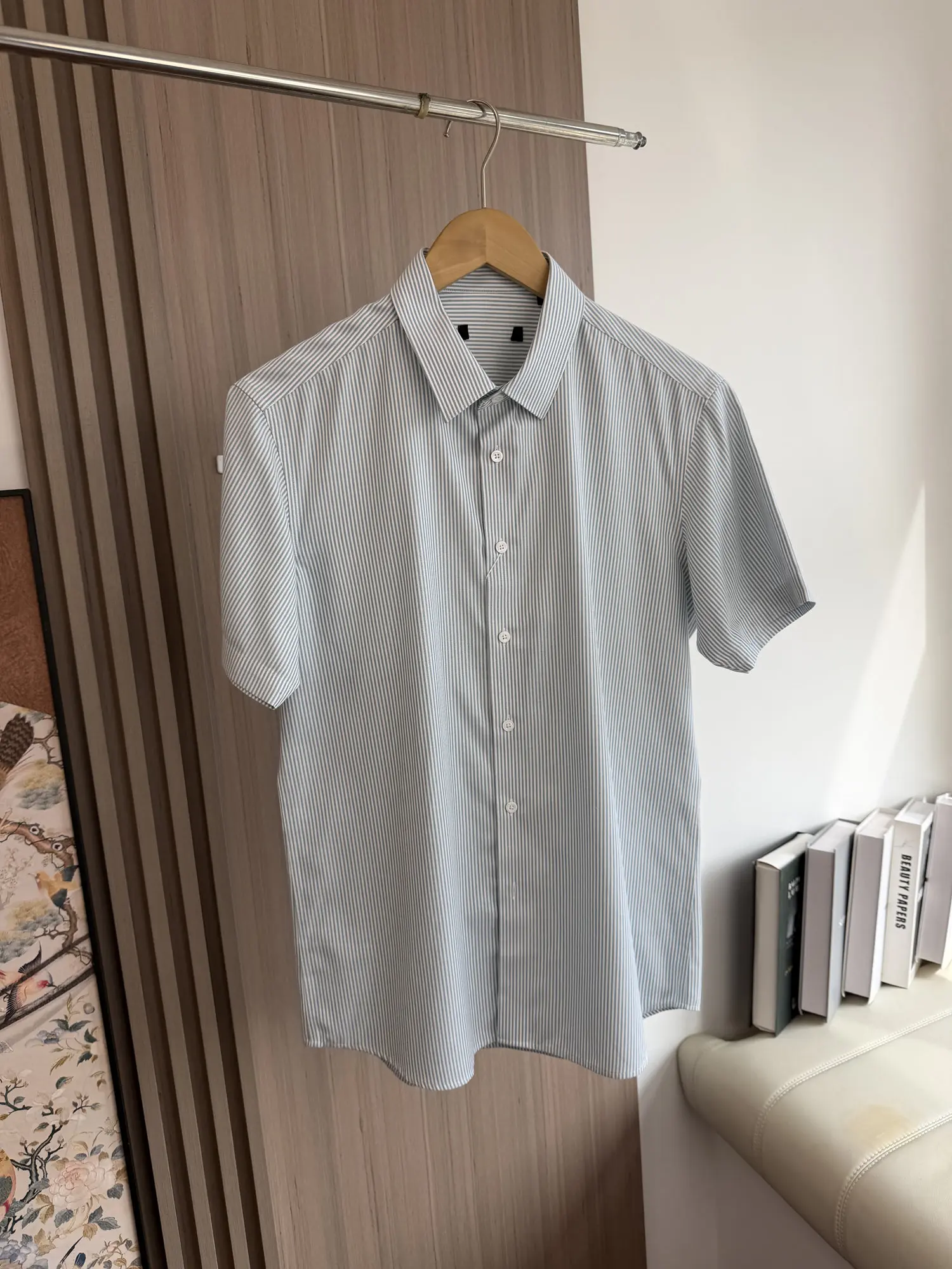  Stripes! Wrinkle Resistant! Summer Men's Casual Versatile Short Sleeve Shirt Standard Fit Breathable Commute Style