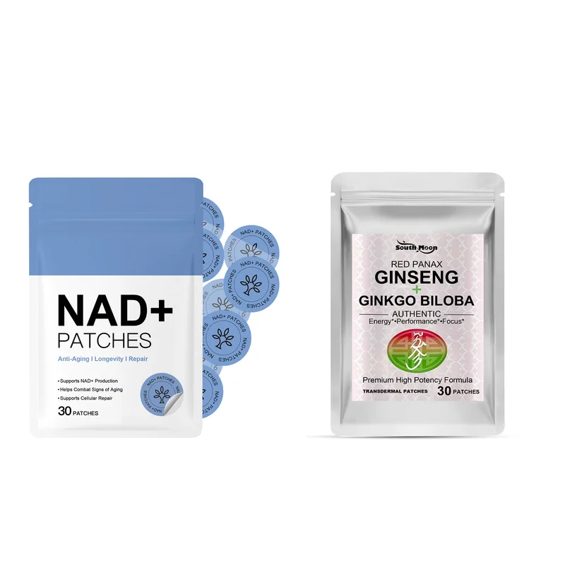 60pcs Combo NAD+ & Red Panax Ginseng Ginkgo Biloba Transdermal Patches 2 Bags Set Natural Body Care Skin Stickers
