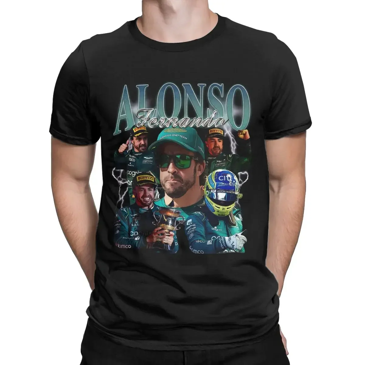 Clothes Vintage Tee shirt Summer Men Fernando Alonso  Accessories Arrival funny Crewneck Round Neck Collar Cotton T-