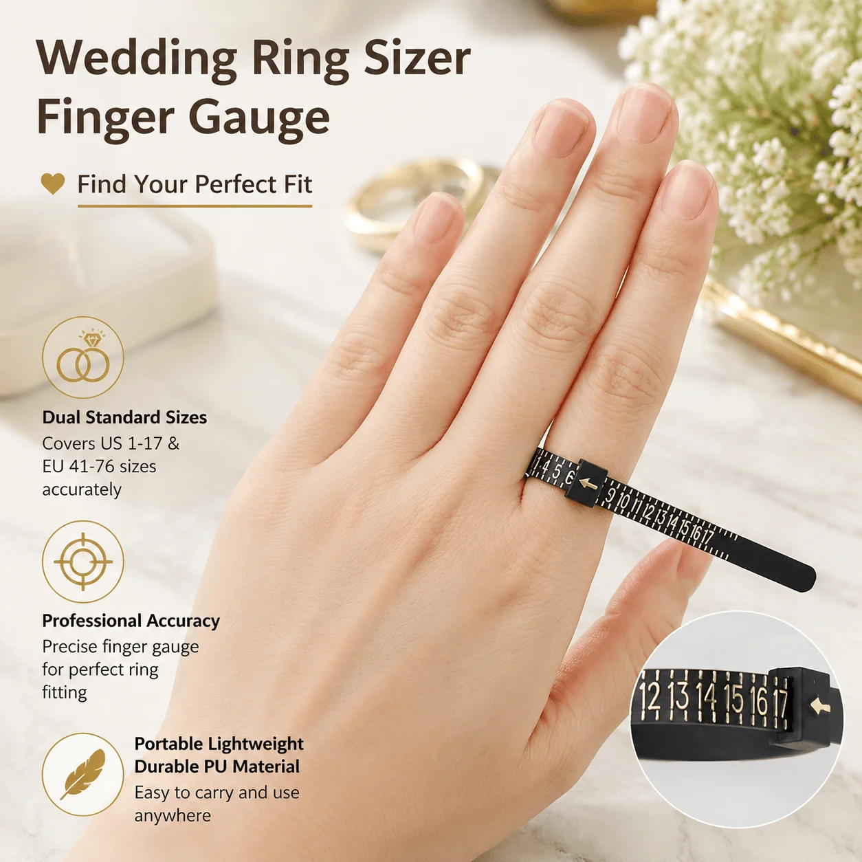 Ring Sizer Finger Gauge US EU Sizes Wedding Ring Measurement Tool Jewelry Sizing Tape Professional Finger Size Guide Mandrel