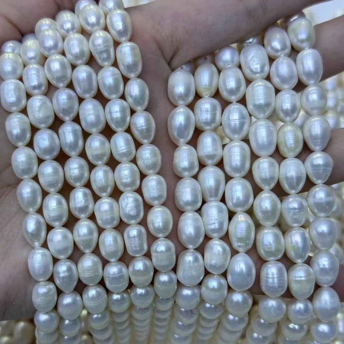 

7.5-8.5mm AAA Glossy Natural Freshwater Pearl Rice Spacer Isolated Bead Jewelry Gift Make DIY Necklace Bracelet Women Wedding