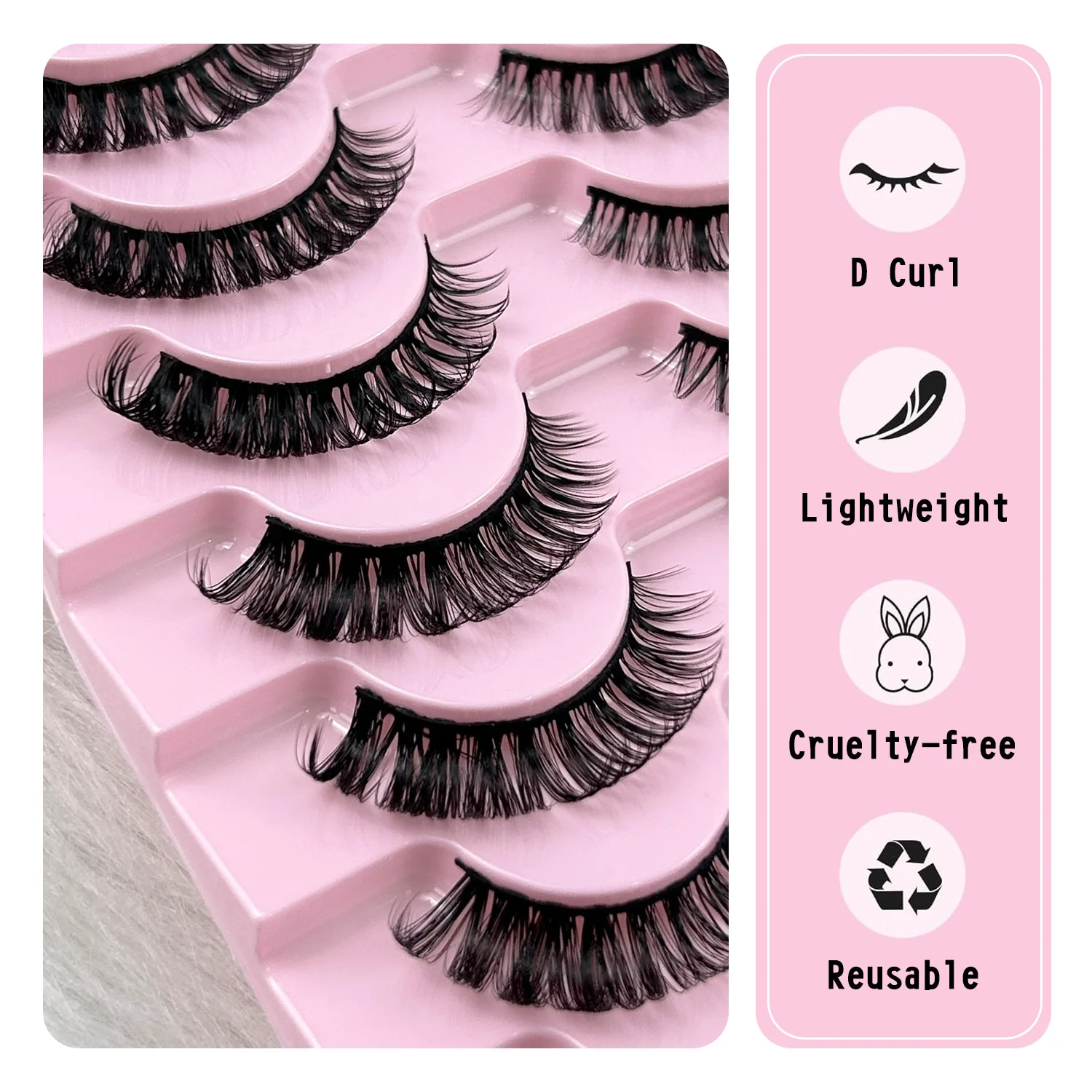 10 par rzęs 3D Naturalne sztuczne rzęsy Puszyste Miękkie Krzyżowane Rzęsy Manga Efekt Kociego Oka Delikatne Naturalne Przedłużanie Rzęs Makijaż