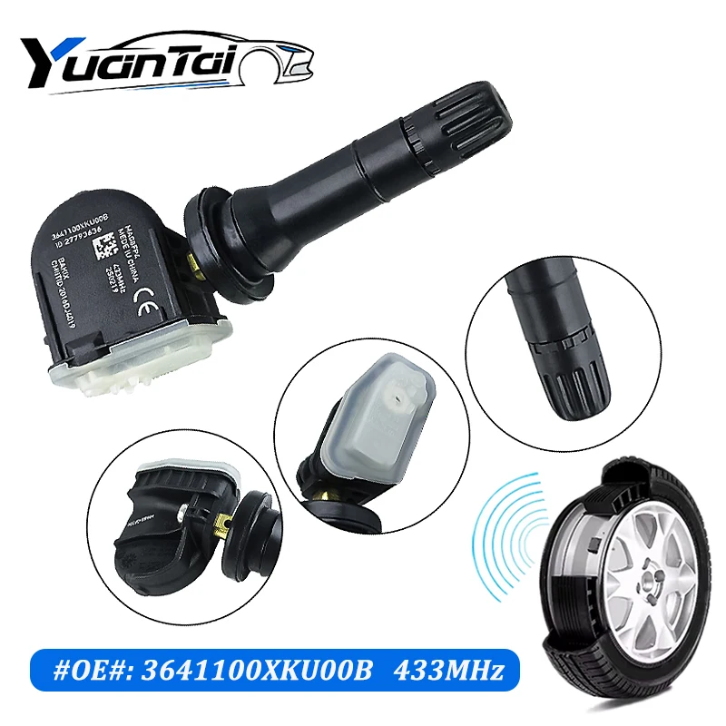 ชุด 1/2/4pcs 3641100XKU00B สีดําความดันยางรถ Monitor Sensor Fit สําหรับ Great Wall Wingle C30 5 6 7EV 2018-2020 433MHZ TPMS