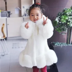 Winter Clothes for GirlsNew Kids Boutique Coat Thicken Korean Imitation Fur Autumn Fox Hair Cotton Warm Large Fur Collar