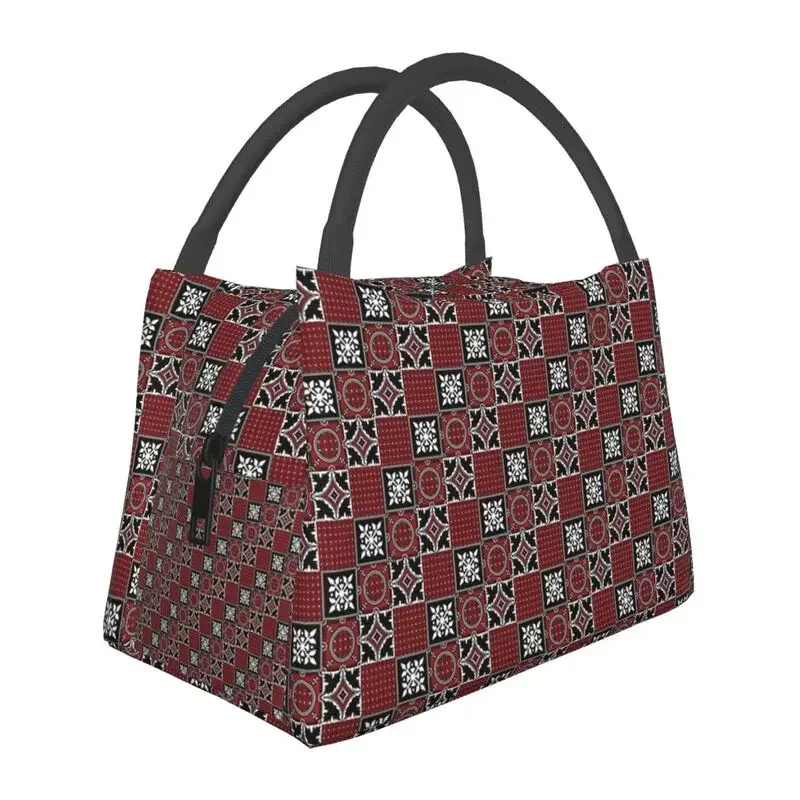 

Pakistan Tradition Ajrak Print Insulated Lunch Bag for Women Leakproof Cooler Thermal Bento Box Work Picnic