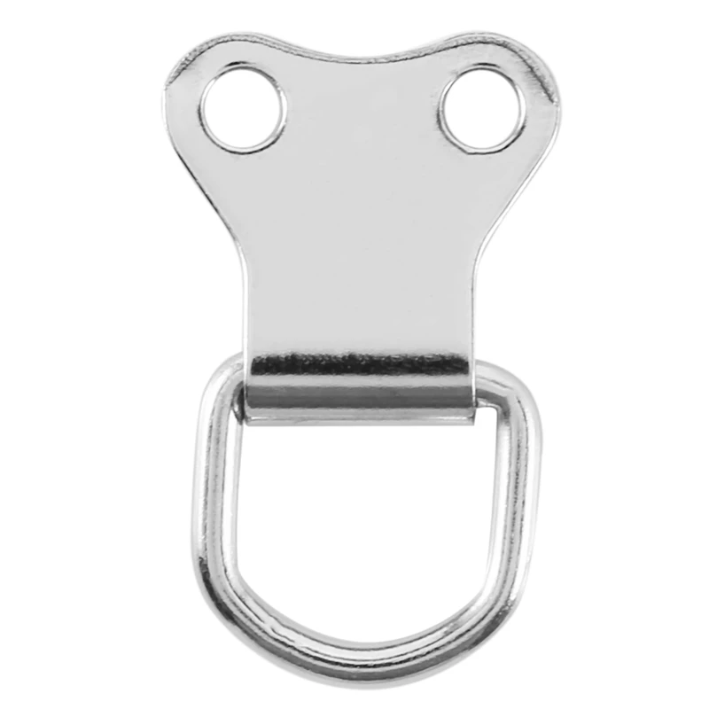 50 Pcs D-Ring Picture Frame Hanging Hooks Double Hole Hangers With Screws Silver