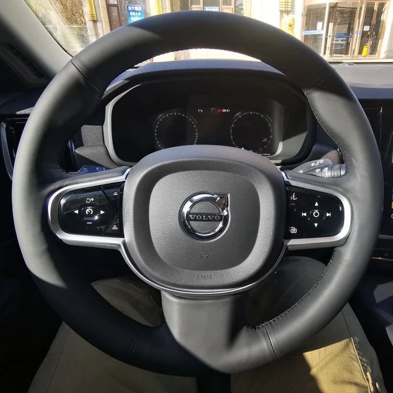Custom Genuine Leather Steering Wheel Cover 100% Fit For Volvo S90 XC90 XC60 S60 V90CC Auto Interior Accessories Steering Wrap