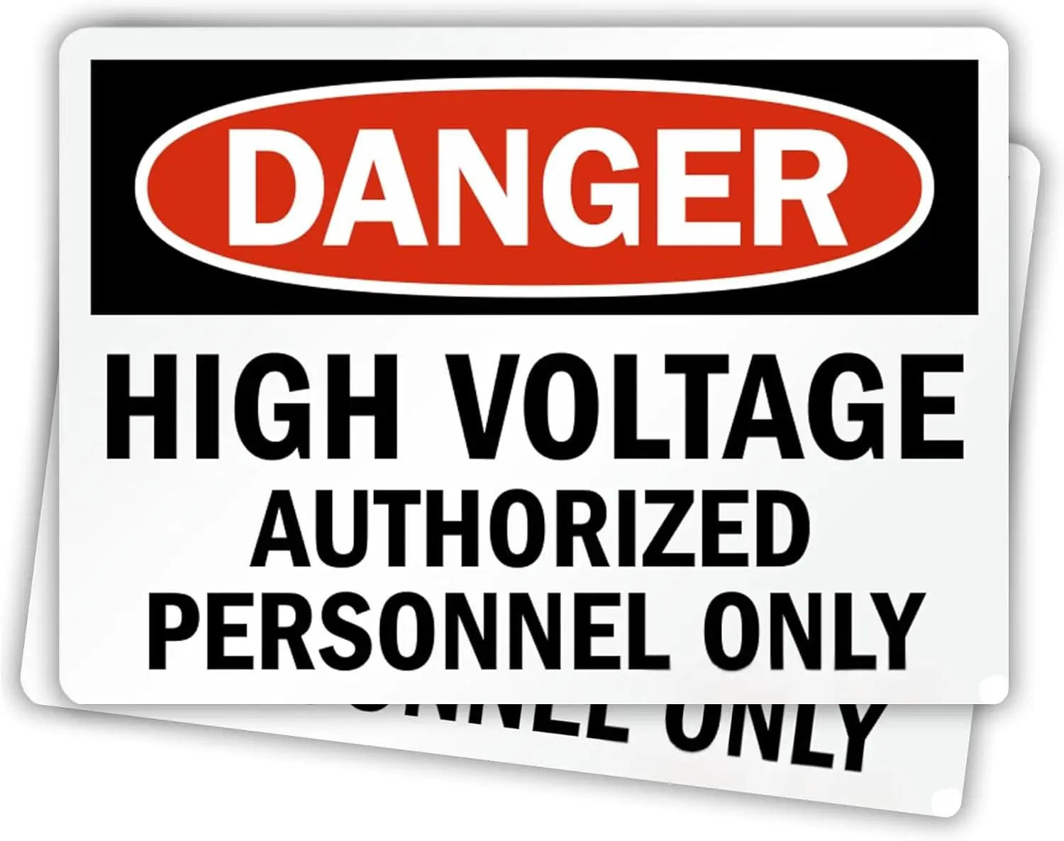 2 Pack Danger High Voltage Authorized Personnel Only Waterproof PVC Vinyl Sticker For Workplace Equipment Panels Decal