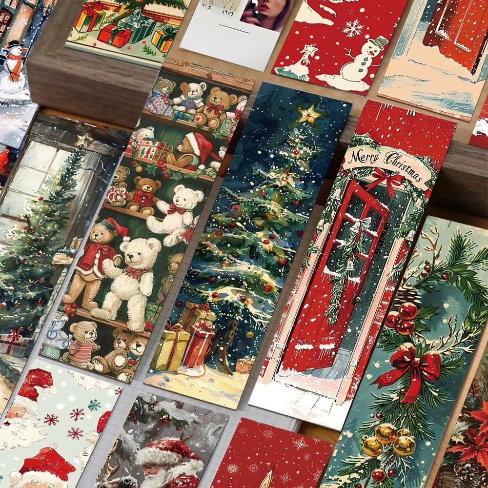 30pcs Cartoon Retro Christmas Bookmarks Reading Pages Books Annotated Students Stationary Supplies DIY Aesthetic Bookmark