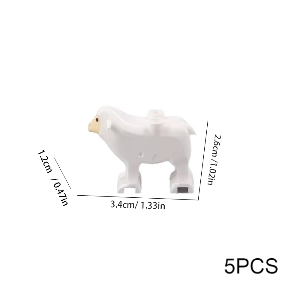 MOC-décennie s de construction animaux, 5 pièces, ferme, pâturage, chèvre, prairie, scène, accessoires, modèle, bricolage, jouets