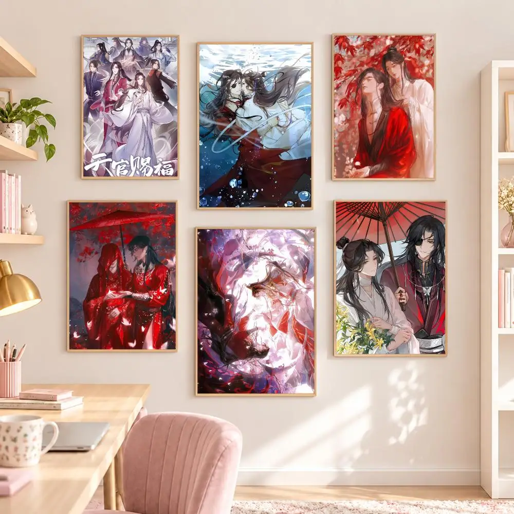 Tian Guan Ci Fu H-Heaven Official Blessing Poster Self-adhesive Waterproof Paper Sticker Coffee House Bar Room Wall Decor