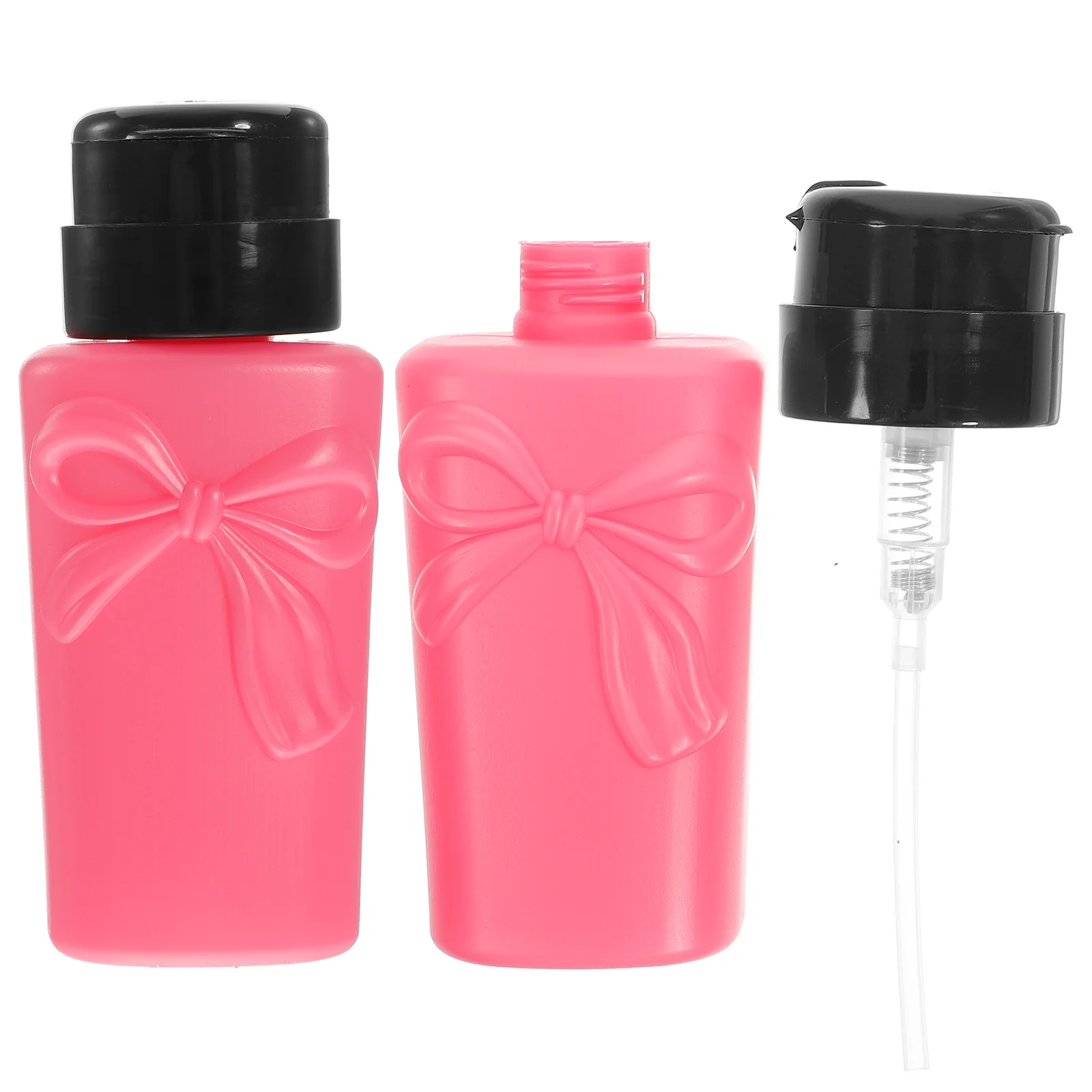 

2 Pcs Nail Remover Liquid Pumping Dispenser Bottle Makeup Gel Polish Push Containers Dispensers