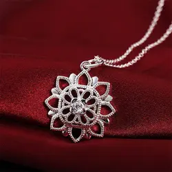 Fashion 925 Sterling Silver 18-24 Inches Flower Zircon Necklace For Women Charm Wedding Gift Jewelry Accessories