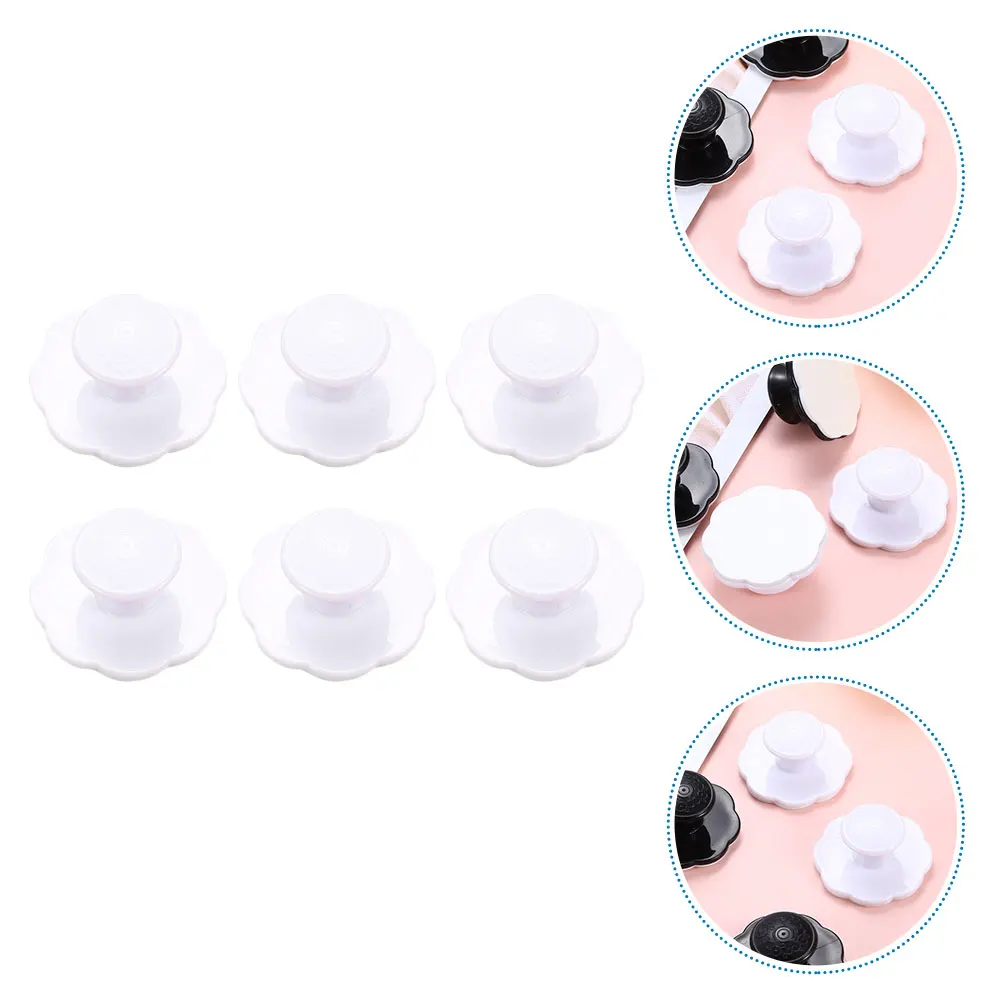 

6 Pcs Cabinet Knobs Paste H Non Punching Adjustable Sticky Door Closet Furniture Eco Friendly ABS Durable Household Kitchen