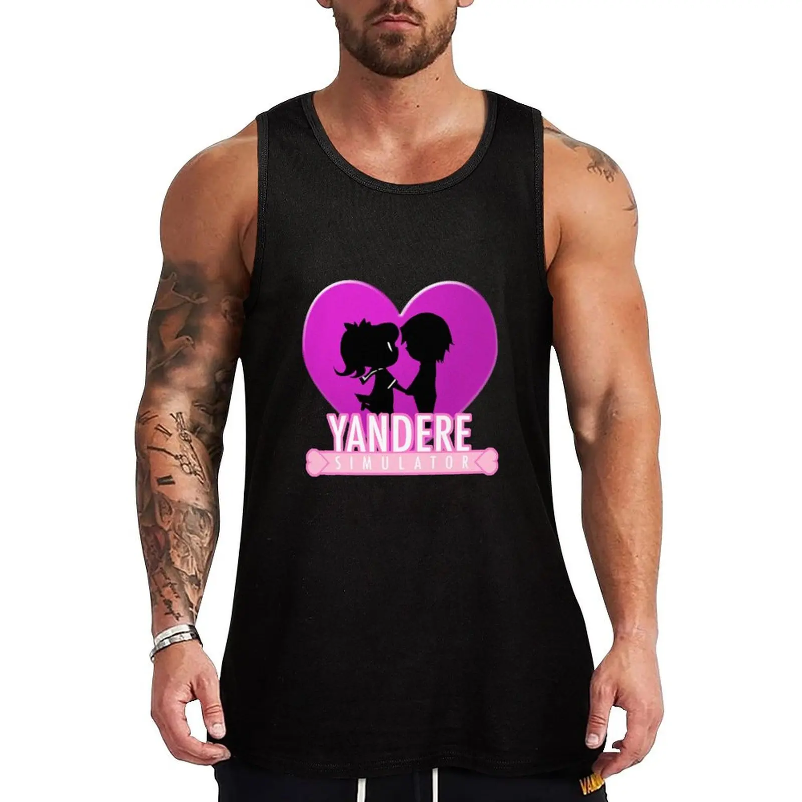 Yandere Simulator - Yandere Love Print Tank Top Gym man new in tops & t-shirt Top summer Men's singlets