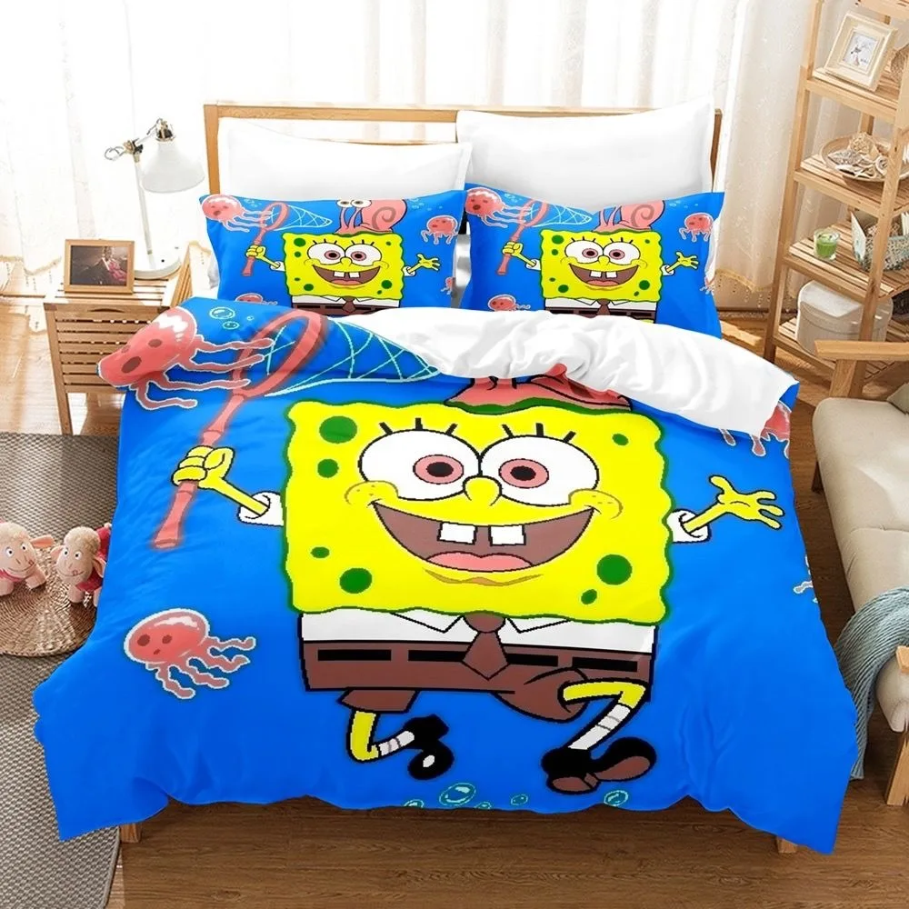 Cute Cartoon S-SpongeBob Bedding Sets Exquisite Bed Supplies Set Duvet Cover Bed Comforter Set Bedding Set Luxury Birthday Gift view 2
