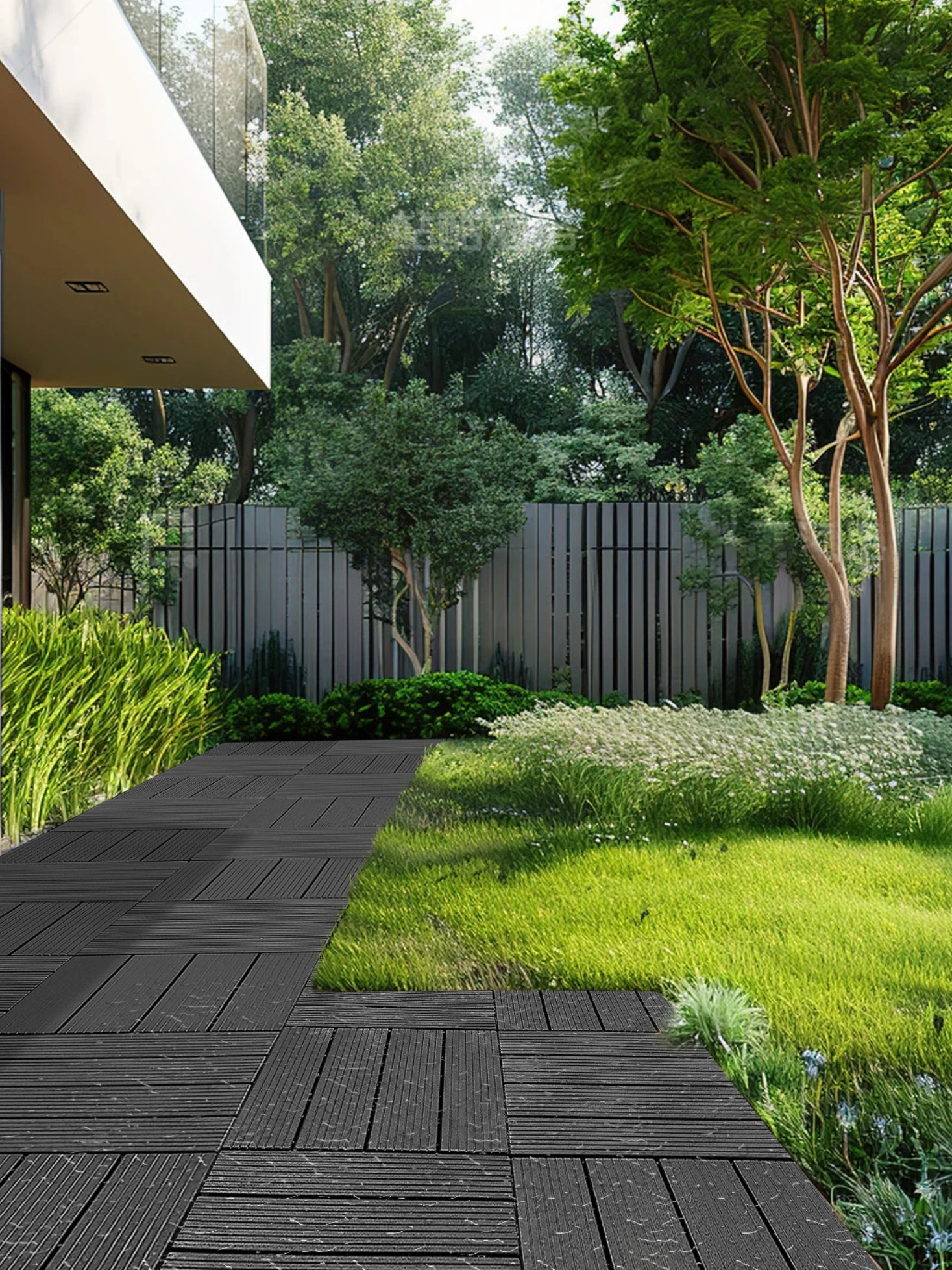 SucceBuy in elkaar grijpende dektegels kunststof waterdichte buitenvloeren gebruik voor alle weersomstandigheden terrasvloer voor veranda zwembad donkergrijs - afbeelding 2