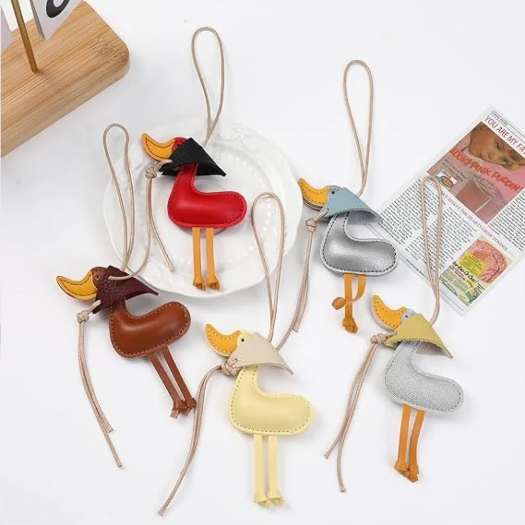 Trendy Pu Duck Pendant Keychain Key Accessories Animal Bag Charm Decorative Pendant For Purse Backpack Car Key Holder
