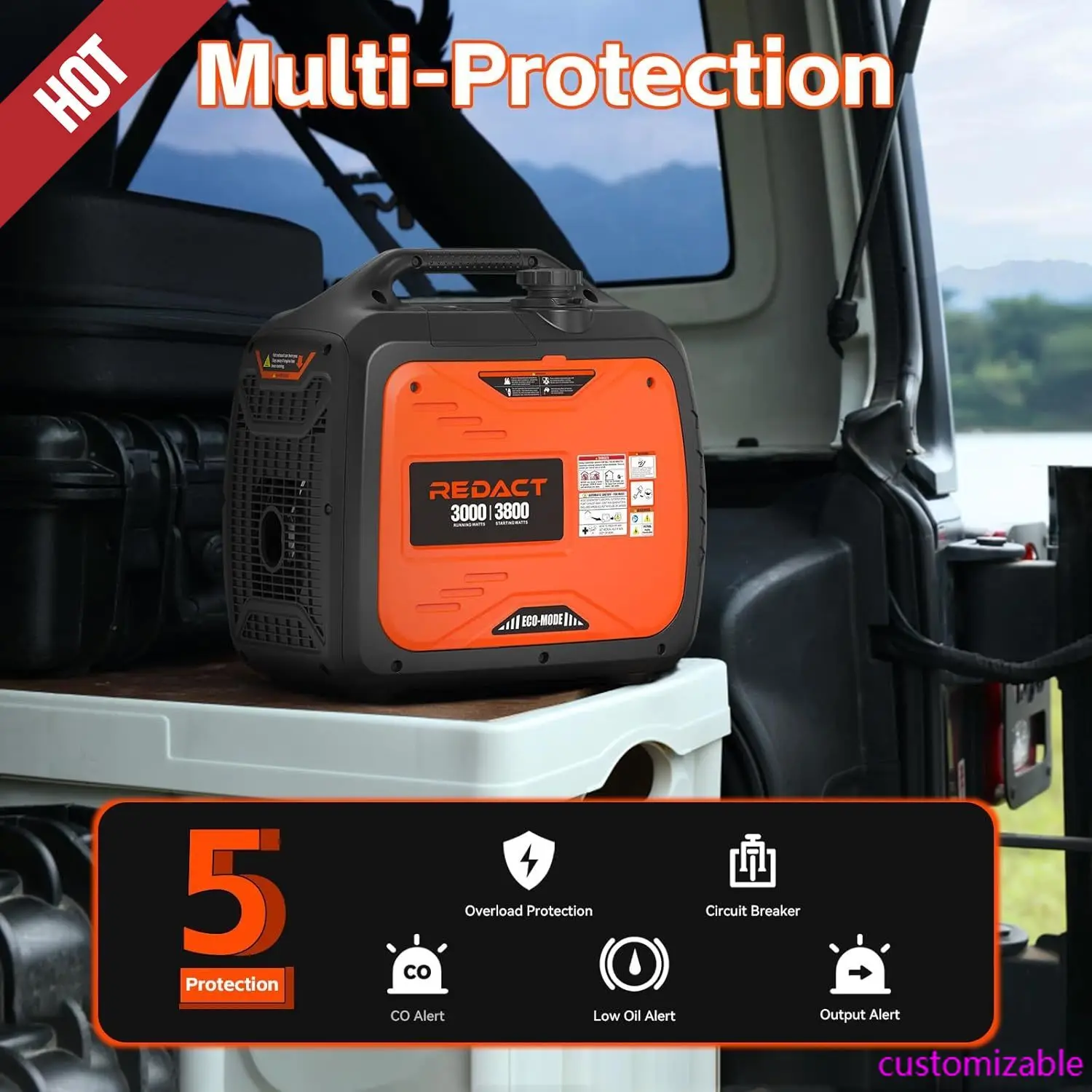

Portable Generators for Home Use, 3800W Inverter Generator, Outdoor Generator for Camping, RV Generators with CO Sensor
