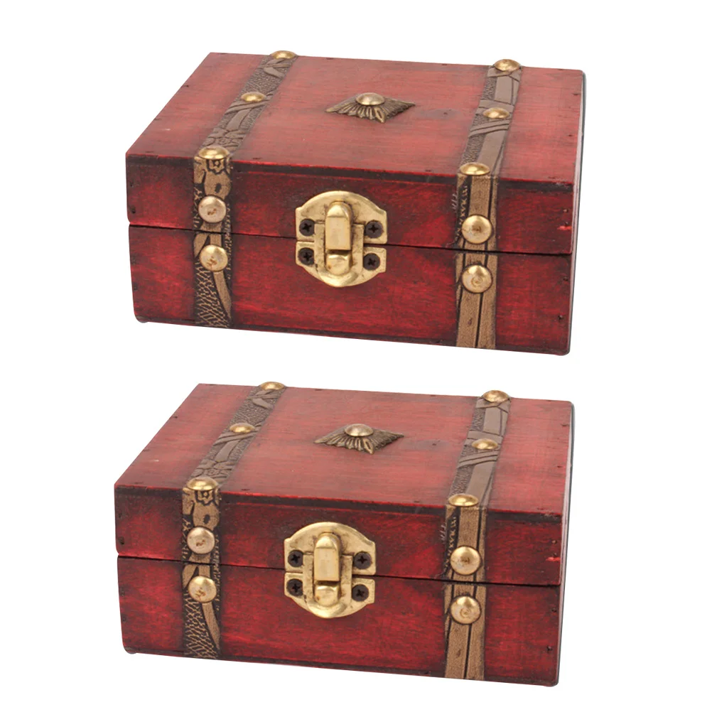 

Drawer Organiser Storage Box Jewelry Organizer Portable Retro Treasure Chest with Lock