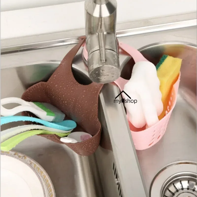 1pc Sink Drain Storage Holder Basket Adjustable Soap Sponge Shelf Hanging Button Racks Organizer Kitchen Bathroom Accessories