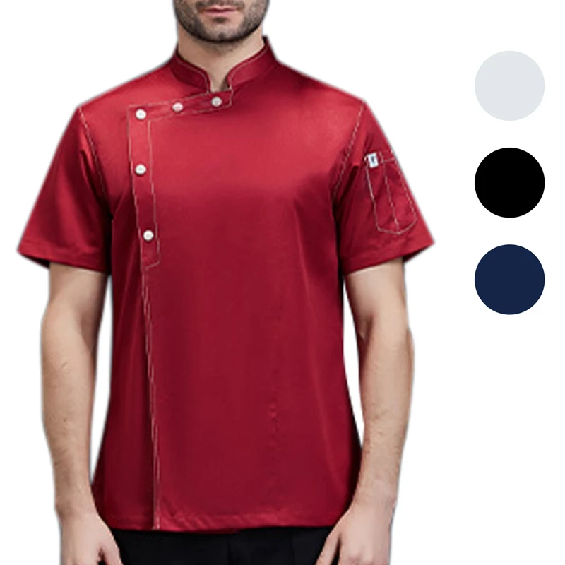 Chaqueta de manga corta para Chef, monos finos transpirables para Chef, restaurante, cocina, ropa de trabajo, uniformes de camarero de servicio de comida