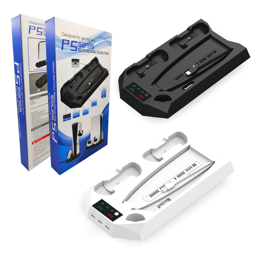 New PS5 host cooling bracket DE/UHD fan base, multi-function two-in-one handle plug-in charging